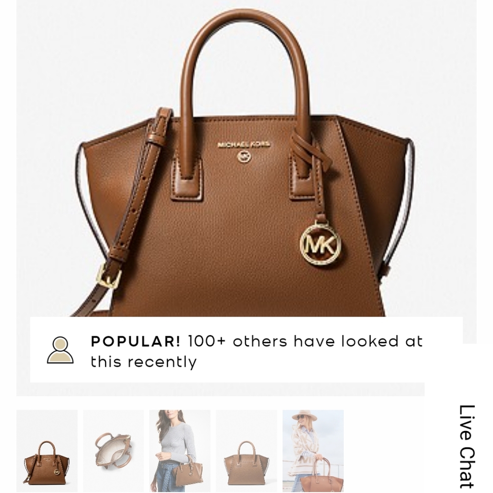Michael Kors NWT Avril small satchel $328 Leather Top-Zip pockets crossbody brn